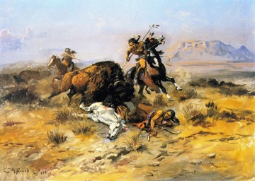 チャールズ・マリオン・ラッセル Painting - バッファロー狩り 1898年 チャールズ・マリオン・ラッセル